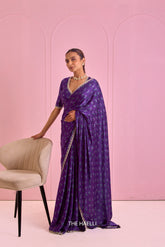Roma Purple Satin Silk Saree